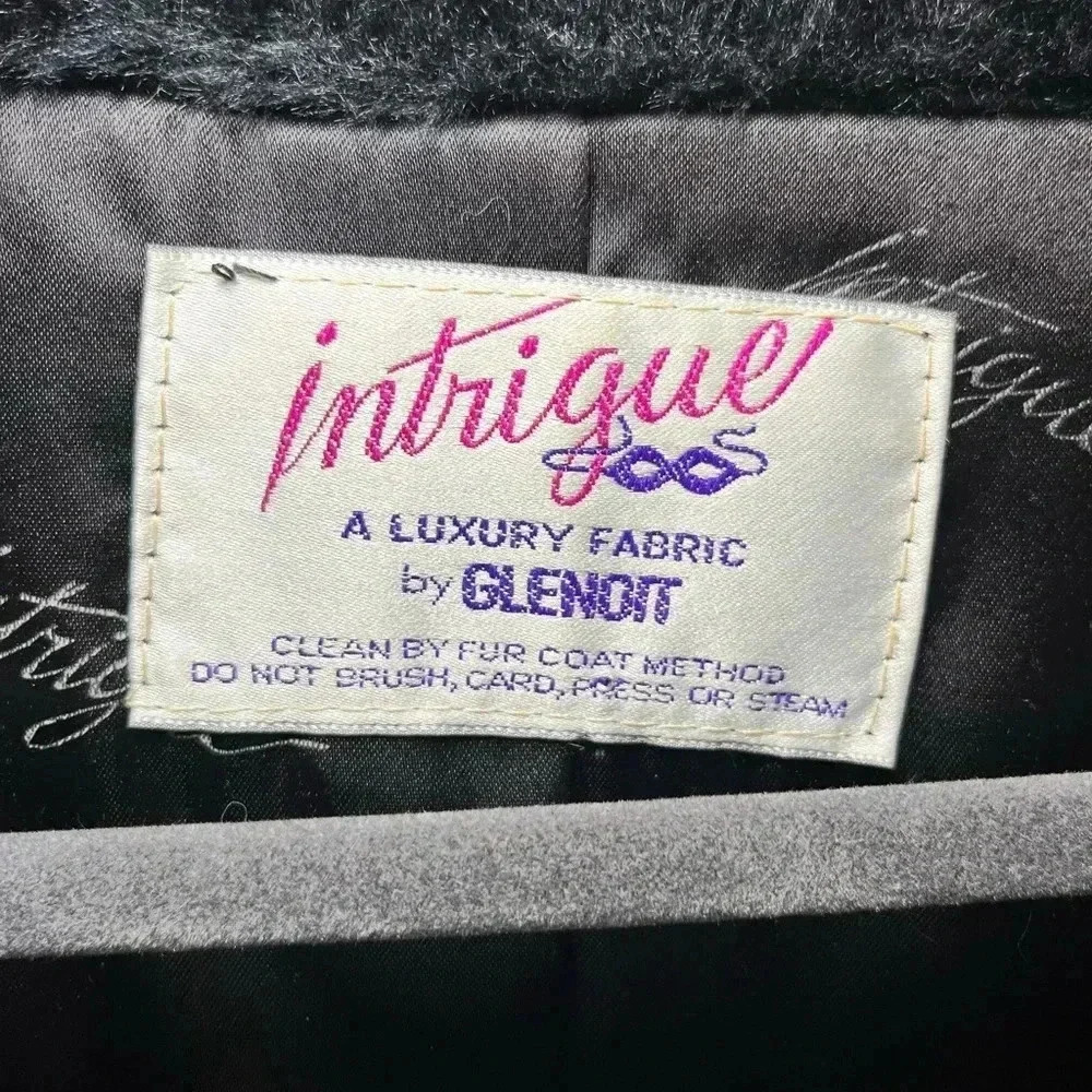 Vintage Womens Coat 13-14 Glenoit Intrigue Black Faux Fur Union Made in USA. - Picture 7 of 14